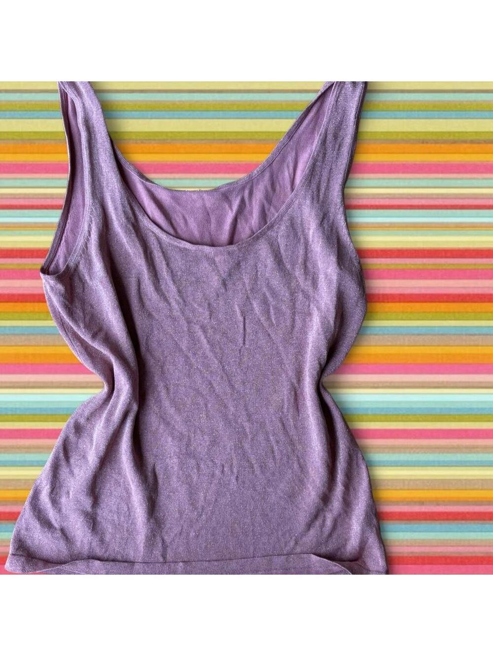 Vintage Pink silk blend tank top with a scoop neckline